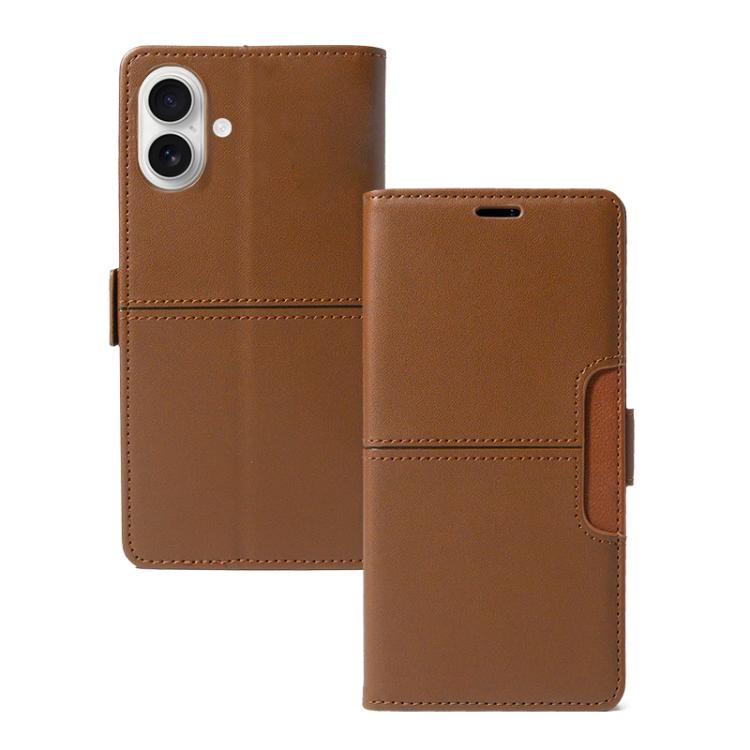For iPhone 17 Magnetic Buckle Card Slot Leather Phone Case(Brown)