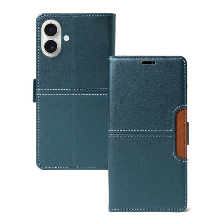 For iPhone 17 Magnetic Buckle Card Slot Leather Phone Case(Cyan)