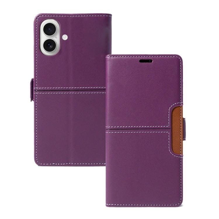 For iPhone 17 Magnetic Buckle Card Slot Leather Phone Case(Purple)