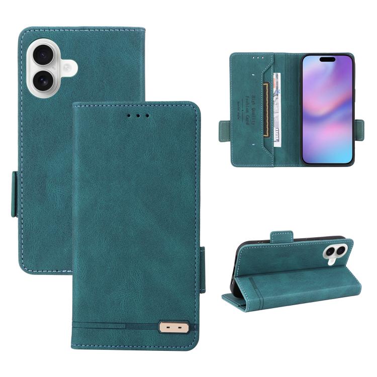 For iPhone 17 Magnetic Clasp Leather Phone Case(Green)