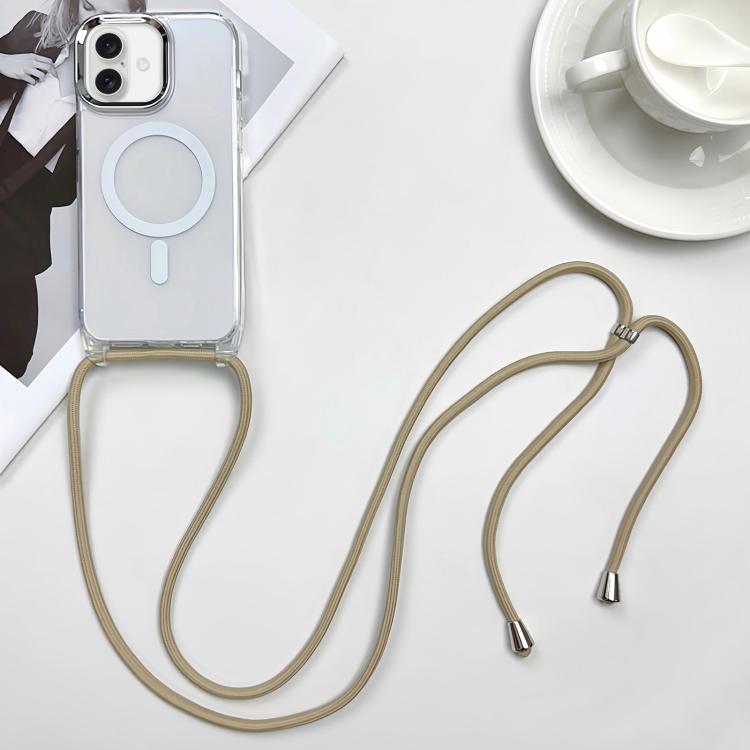 For iPhone 17 MagSafe Magnetic PC + TPU Phone Case with Lanyard(Khaki)