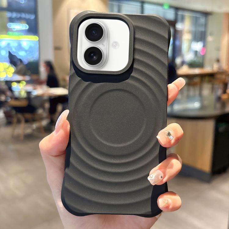 For iPhone 17 MagSafe Magnetic Ring Texture TPU Phone Case(Black)