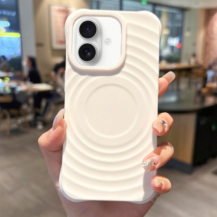 For iPhone 17 MagSafe Magnetic Ring Texture TPU Phone Case(White)