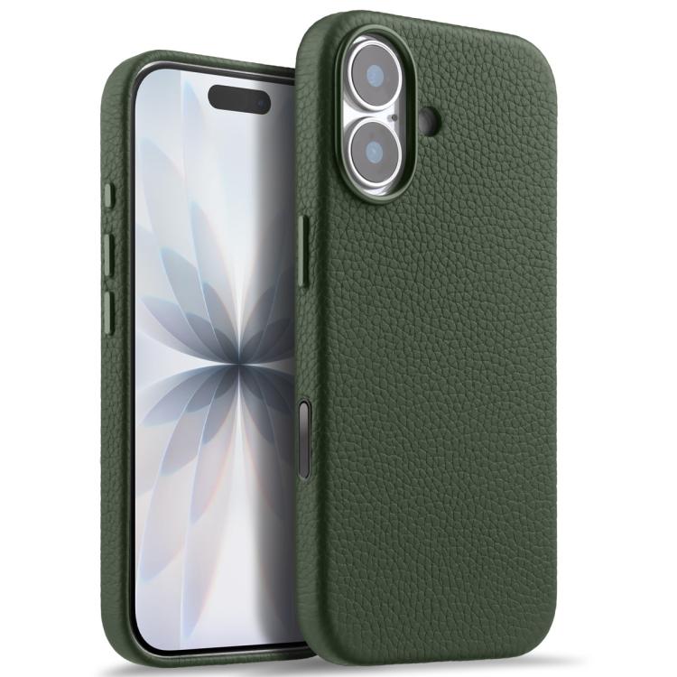 For iPhone 17 melkco Litchi Texture Magnetic Full Coverage Genuine Leather Phone Case with AI Button(Green)