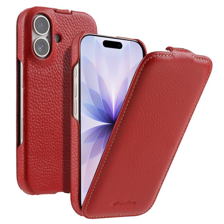 For iPhone 17 melkco Litchi Texture Vertical Flip Magnetic Genuine Leather Phone Case(Red)