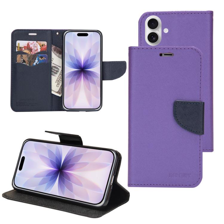 For iPhone 17 Mercury Contrast Color Splicing Leather Phone Case(Purple)