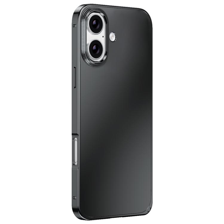 For iPhone 17 Metal Frame Micro-frosted Back Panel Phone Case(Black)