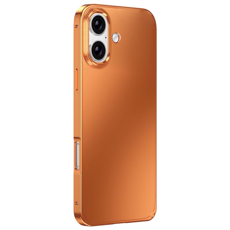 For iPhone 17 Metal Frame Micro-frosted Back Panel Phone Case(Orange)