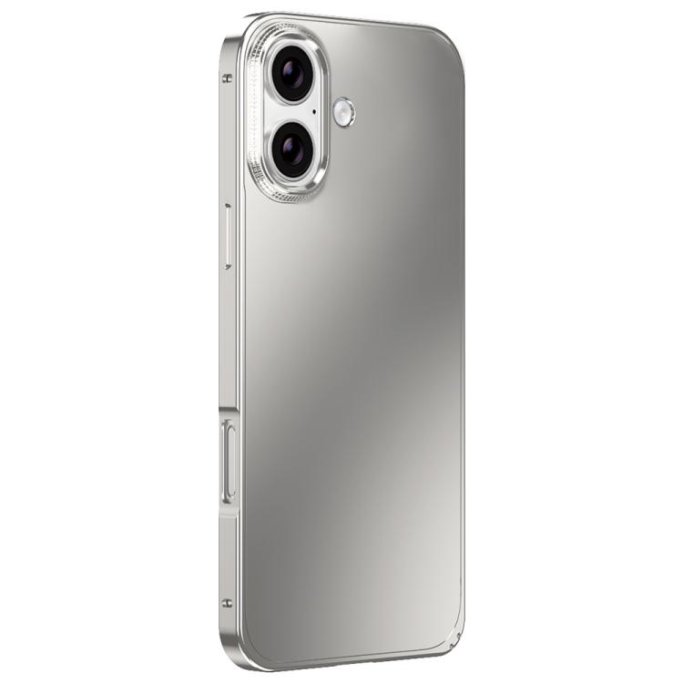 For iPhone 17 Metal Frame Micro-frosted Back Panel Phone Case(Titanium)