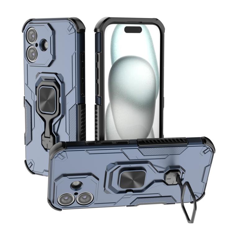For iPhone 17 Metal Kickstand TPU Hybrid PC Phone Case(Blue)