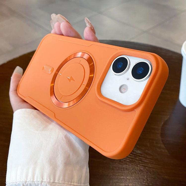 For iPhone 17 Metal Magnetic Ring TPU Shockproof Phone Case(Orange)