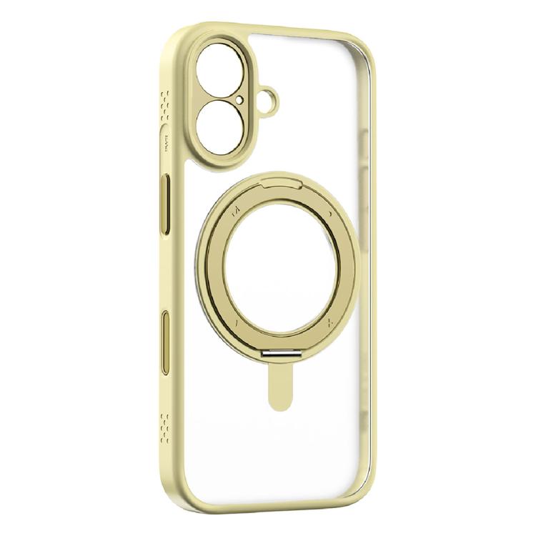 For iPhone 17 MOMAX Magsafe Magnetic Metal Rotating Holder Phone Case(Yellow)