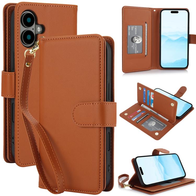 For iPhone 17 Multi-Card Wallet RFID Leather Phone Case(Brown)