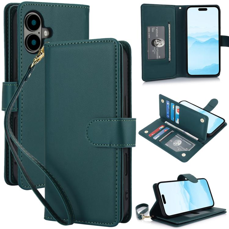 For iPhone 17 Multi-Card Wallet RFID Leather Phone Case(Green)