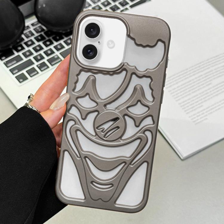 For iPhone 17 Oil Spraying Hollow Out Clown Heat Dissipation TPU Phone Case(Light Purple)