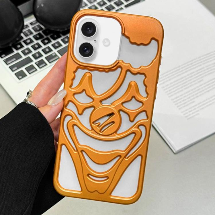 For iPhone 17 Oil Spraying Hollow Out Clown Heat Dissipation TPU Phone Case(Orange)