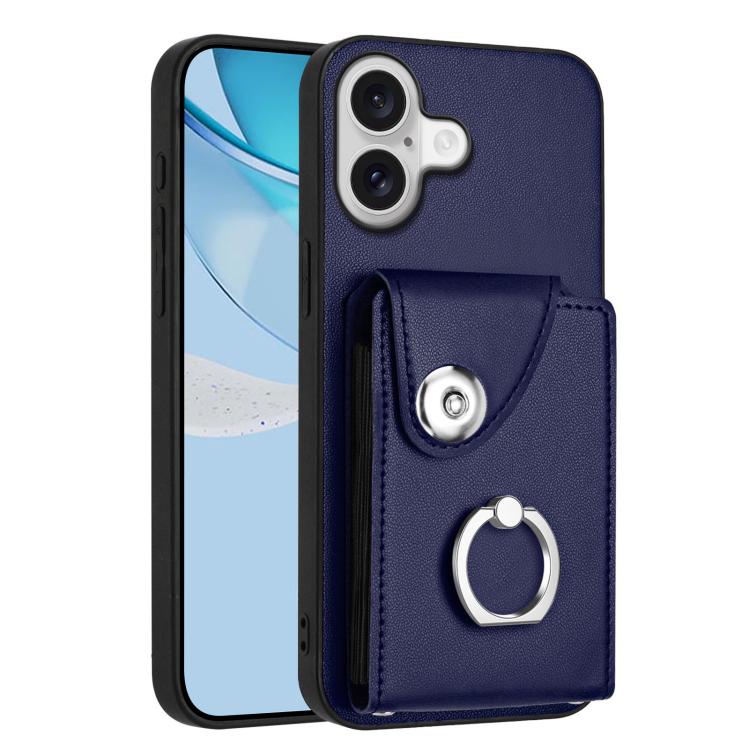 For iPhone 17 Organ Card Bag Ring Holder Phone Case(Blue)
