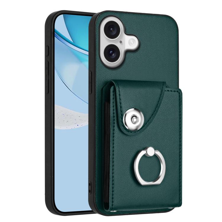 For iPhone 17 Organ Card Bag Ring Holder Phone Case(Green)