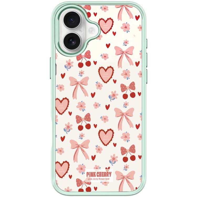 For iPhone 17 Pink Lover Pattern Magnetic Phone Case(Light Green)