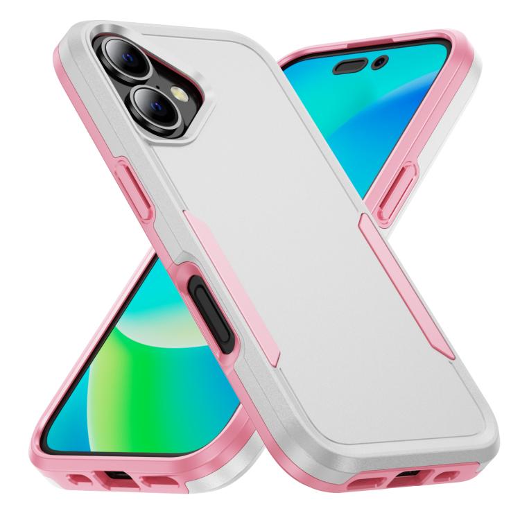 For iPhone 17 Pioneer Armor Heavy Duty PC + TPU Phone Case(White+Pink)