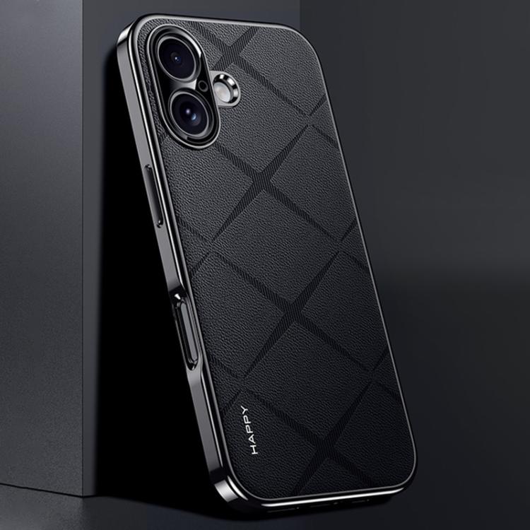 For iPhone 17 Plain Leather PC Phone Case(Black)