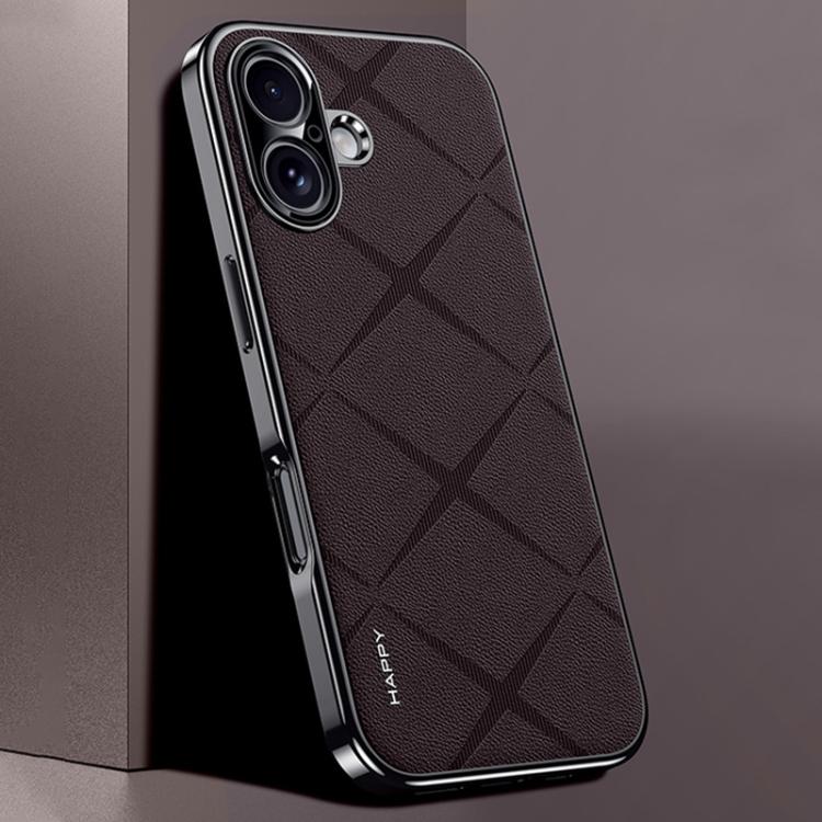 For iPhone 17 Plain Leather PC Phone Case(Brown)