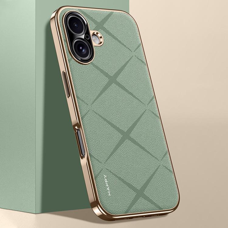 For iPhone 17 Plain Leather PC Phone Case(Green)