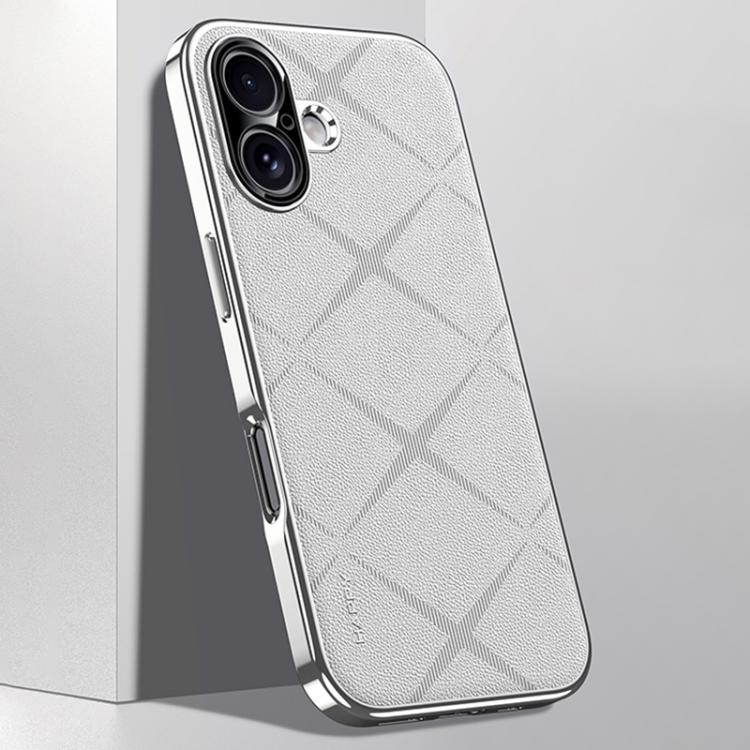 For iPhone 17 Plain Leather PC Phone Case(White)