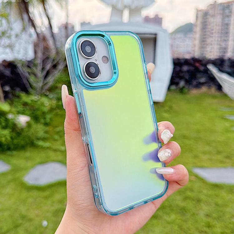For iPhone 17 Plating Gradient Discolor Phone Case(Blue)