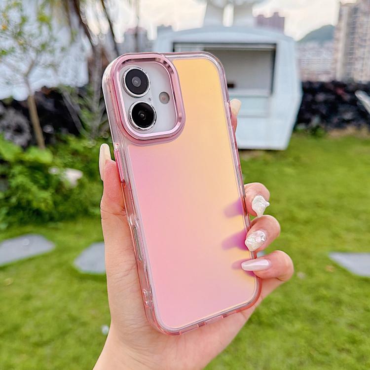 For iPhone 17 Plating Gradient Discolor Phone Case(Pink)