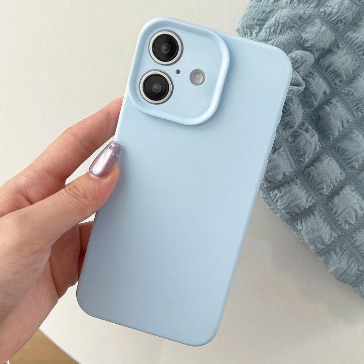 For iPhone 17 Precision Hole Camera Frame Solid Color Phone Case(Blue)