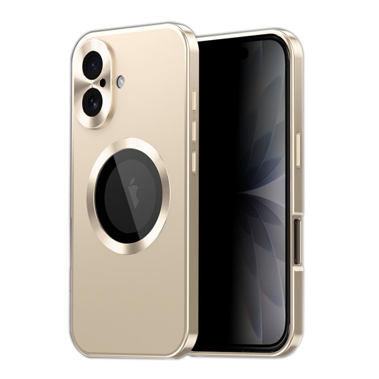 For iPhone 17 Privacy Screen Film Full Cover MagSafe Phone Case(Gold)