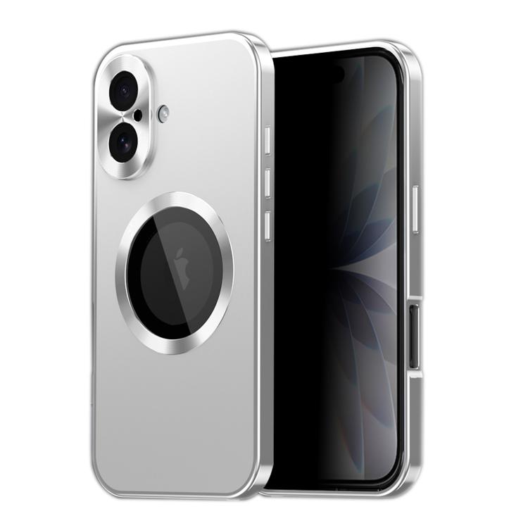 For iPhone 17 Privacy Screen Film Full Cover MagSafe Phone Case(Silver)