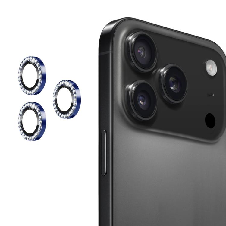 For iPhone 17 Pro / 17 Pro Max ENKAY AR Anti-reflection Individual Diamond Ring Camera Lens Glass Full Film(Deep Blue)