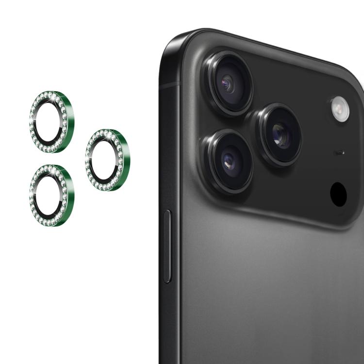 For iPhone 17 Pro / 17 Pro Max ENKAY AR Anti-reflection Individual Diamond Ring Camera Lens Glass Full Film(Deep Green)