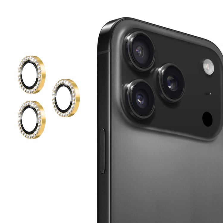 For iPhone 17 Pro / 17 Pro Max ENKAY AR Anti-reflection Individual Diamond Ring Camera Lens Glass Full Film(Golden)