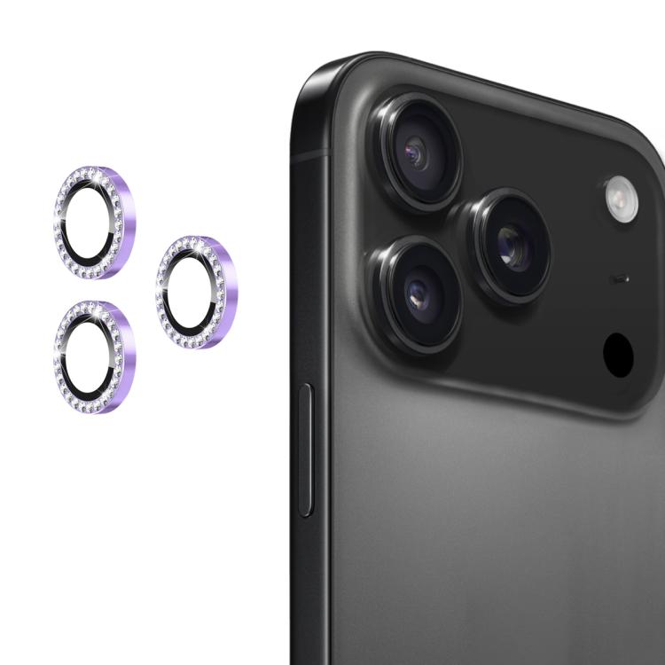 For iPhone 17 Pro / 17 Pro Max ENKAY AR Anti-reflection Individual Diamond Ring Camera Lens Glass Full Film(Light Purple)