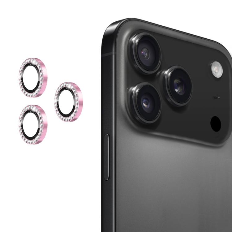 For iPhone 17 Pro / 17 Pro Max ENKAY AR Anti-reflection Individual Diamond Ring Camera Lens Glass Full Film(Pink)