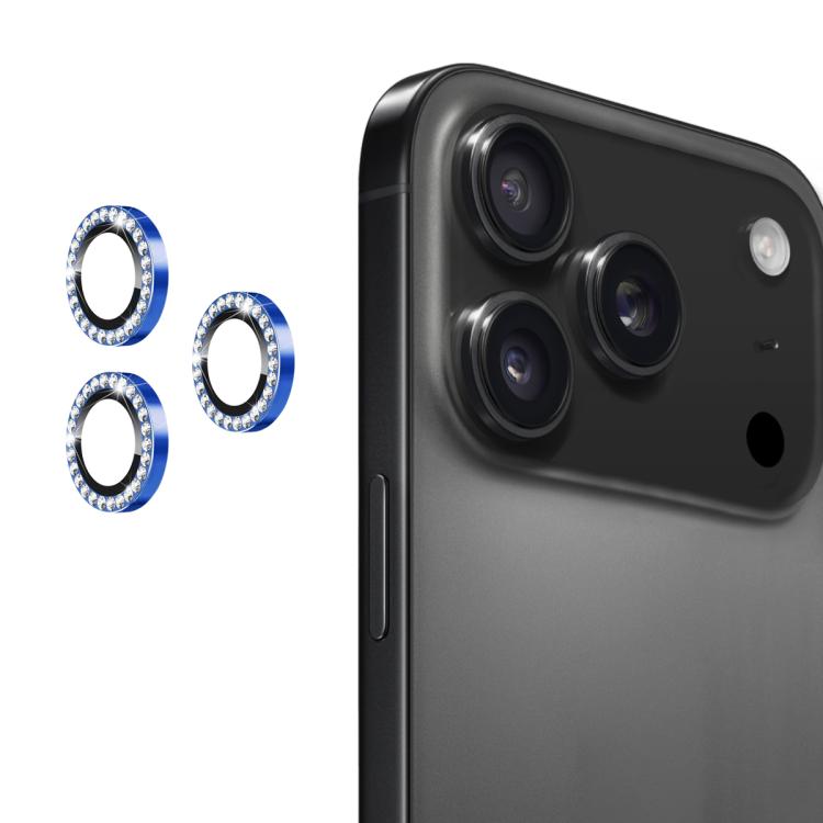 For iPhone 17 Pro / 17 Pro Max ENKAY AR Anti-reflection Individual Diamond Ring Camera Lens Glass Full Film(Sea Blue)