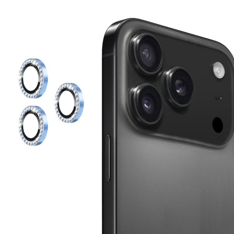 For iPhone 17 Pro / 17 Pro Max ENKAY AR Anti-reflection Individual Diamond Ring Camera Lens Glass Full Film(Sierra Blue)