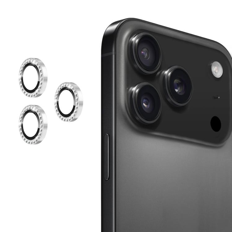 For iPhone 17 Pro / 17 Pro Max ENKAY AR Anti-reflection Individual Diamond Ring Camera Lens Glass Full Film(Silver)
