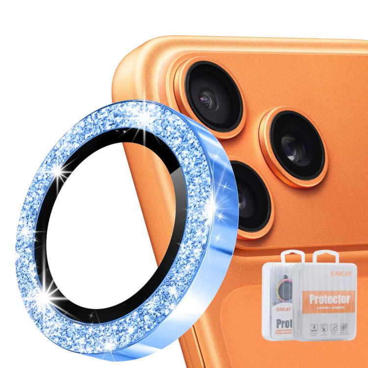 For iPhone 17 Pro / 17 Pro Max ENKAY Hat-Prince Glitter Rear Lens Aluminium Alloy Tempered Glass Film(Blue)