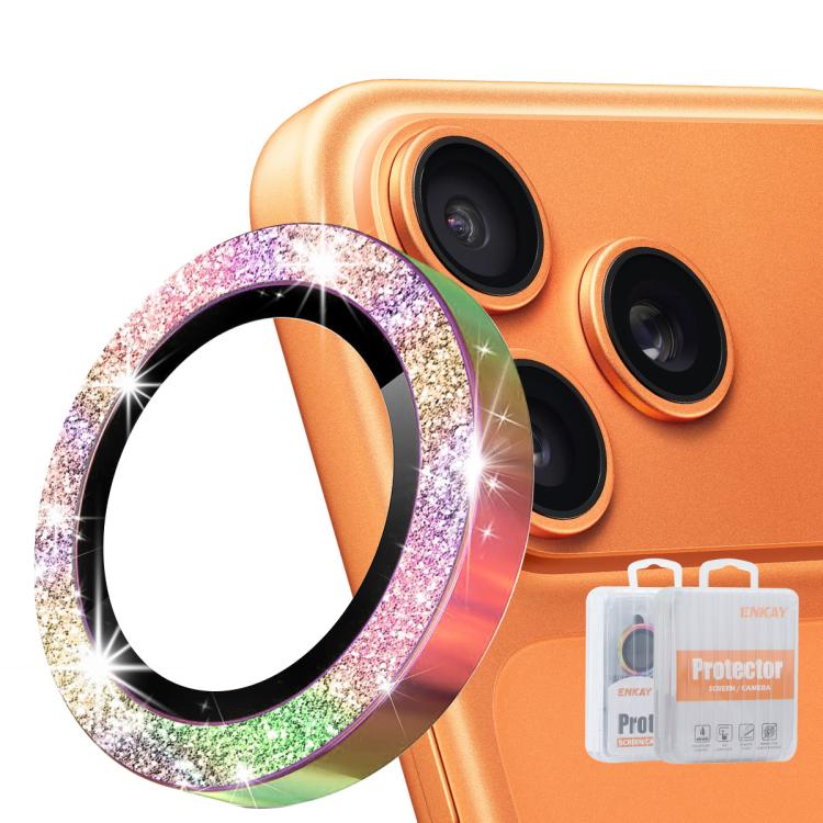 For iPhone 17 Pro / 17 Pro Max ENKAY Hat-Prince Glitter Rear Lens Aluminium Alloy Tempered Glass Film(Colorful)