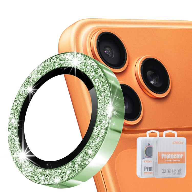 For iPhone 17 Pro / 17 Pro Max ENKAY Hat-Prince Glitter Rear Lens Aluminium Alloy Tempered Glass Film(Deep Green)