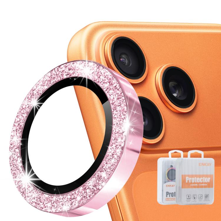For iPhone 17 Pro / 17 Pro Max ENKAY Hat-Prince Glitter Rear Lens Aluminium Alloy Tempered Glass Film(Pink)
