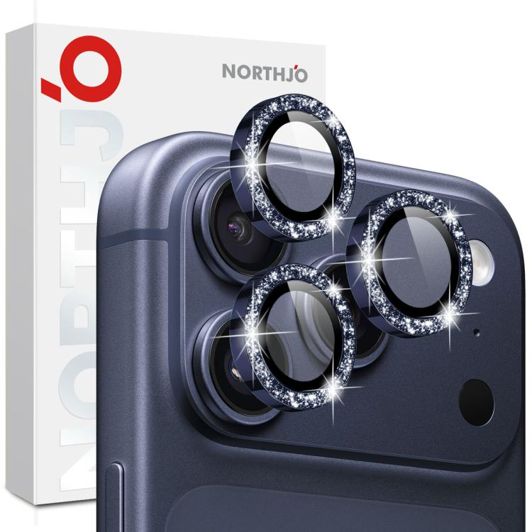 For iPhone 17 Pro / 17 Pro Max NORTHJO 1 Set Camera Lens Protector Glitter Metal Ring Film(Blue)