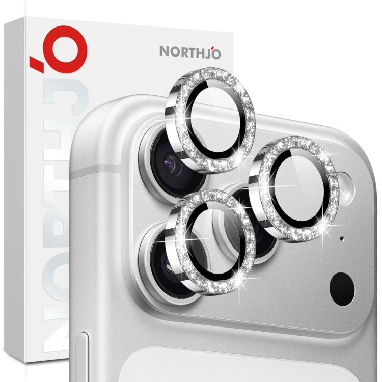 For iPhone 17 Pro / 17 Pro Max NORTHJO 1 Set Camera Lens Protector Glitter Metal Ring Film(Silver)