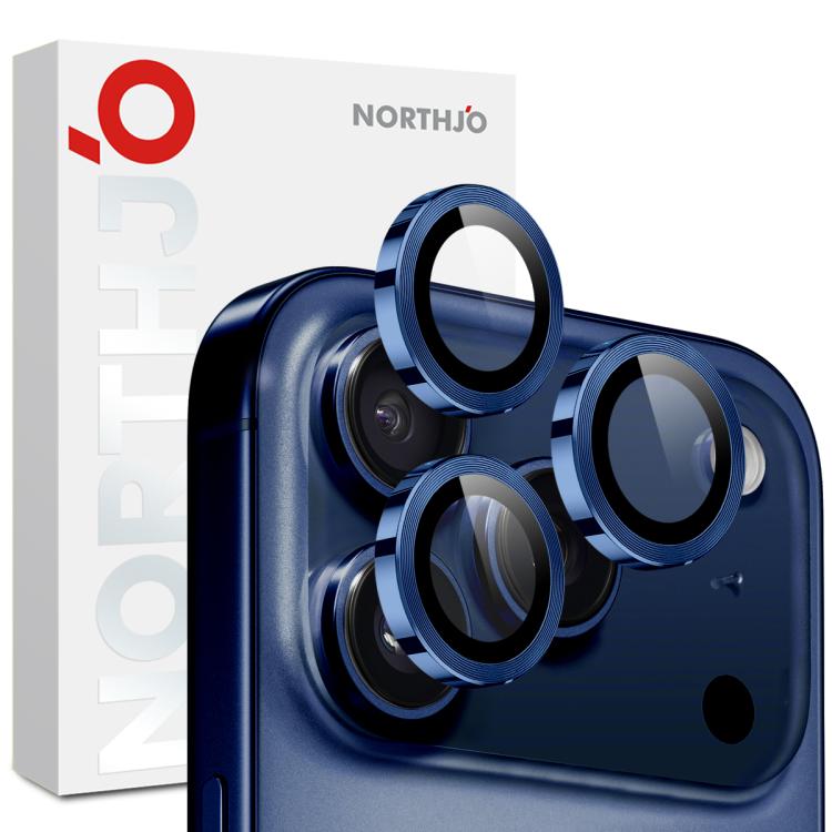 For iPhone 17 Pro / 17 Pro Max NORTHJO Camera Lens Protector CD Metal Ring Tempered Glass Film(Blue)