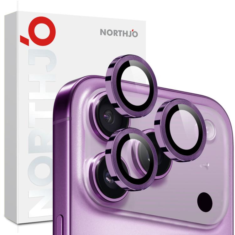 For iPhone 17 Pro / 17 Pro Max NORTHJO Camera Lens Protector CD Metal Ring Tempered Glass Film(Purple)