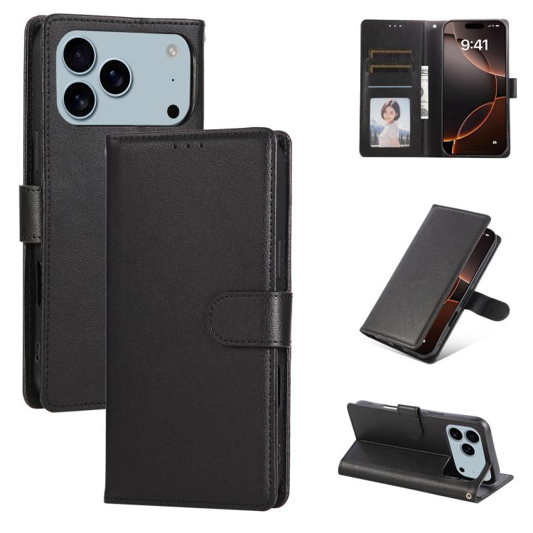 For iPhone 17 Pro 3-Card Slots Multifunctional Leather Phone Case(Black)